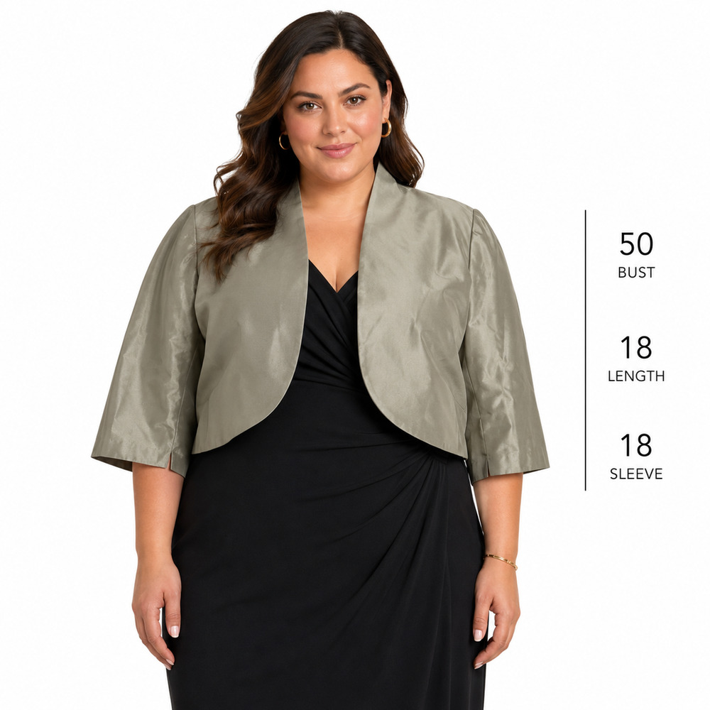 Adrianna Papell Womens Bolero Silk Taffeta Cropped Jacket Formal Evening NWT 22W
